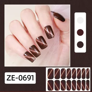 Glitzer braune Katzenauge Nagelaufkleber 16 Stuck schimmernde Gel Nagellack Folie Kunst