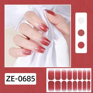 Rote Glitzer-Farbverlauf Nagelsticker, funkelnde Folien Nagelkunst Aufkleber für Frauen.