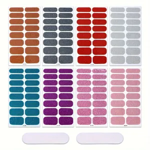 Set de vernis à ongles pailleté uni, autocollants d'ongles colorés pour manucure féminine