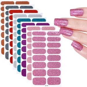 Glitter nail polish wraps set, shimmering colorful adhesive nail stickers for easy DIY manicure.
