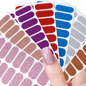 Glitter nail polish wraps colorful adhesive strips DIY manicure sticker set main view display