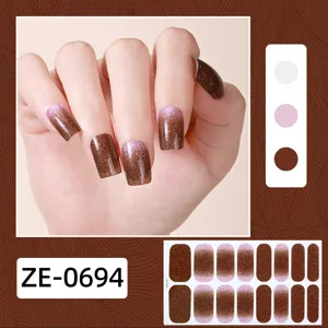 Glitzer Farbverlauf Nagelsticker braun rosa selbstklebende Maniküre Folien für Nägel