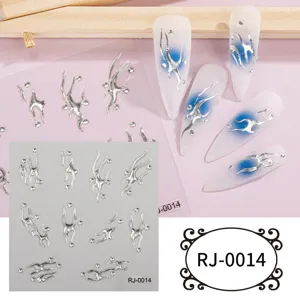 5D liquid metal nail art stickers silver geometric fluid gel decals DIY manicure accessories