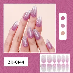 Adesivi per unghie con glitter rosa sfumato unghie finte impermeabili per nail art.