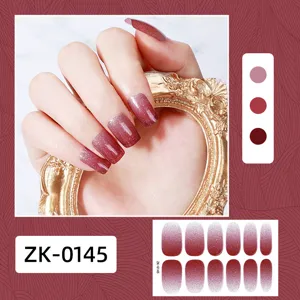 Adesivi per unghie glitterati sfumati copertura completa pellicole nail art eleganti
