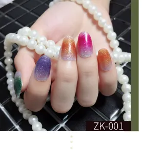Adesivi per unghie sfumati con glitter copertura completa impermeabile per donne stile
