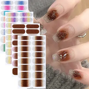 Farbverlauf Glitzer Nagelsticker Glänzende Regenbogen Nagelkunst Wraps Selbstklebende Nagelaufkleber Für Damen Nageldekoration