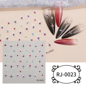 3D embossed nail art stickers sparkling crystal rhinestone geometric star nail decors DIY