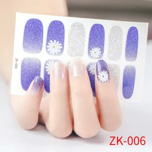 Adesivi per unghie margherite glitter sfumato 3D impermeabili decorazioni per unghie