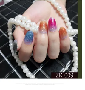 Unghie finte adesive con glitter sfumati 3D impermeabili copertura totale manicure