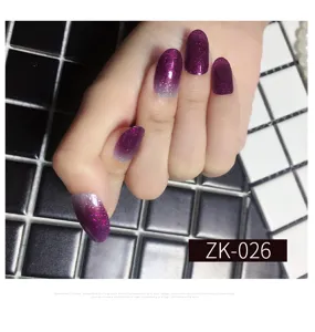 Adesivi per unghie finte con glitter sfumati 3D copertura completa lucidi impermeabili.