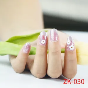 Adesivi per unghie con margherite rosa glitterate sfumate, decorazione nail art 3D impermeabile.