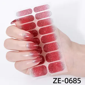 Farbverlauf Glitzer Nagellack Streifen rosa rot Nagelkunst Aufkleber Maniküre Set Damen