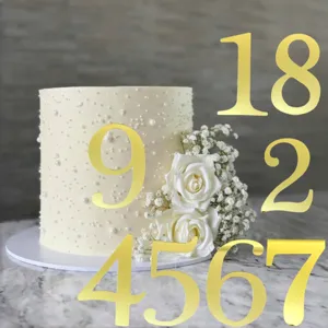 Akryl Nummer Kuchendekoration Gold Schwarz Silber Spiegel Kuchen Topper Für Geburtstag