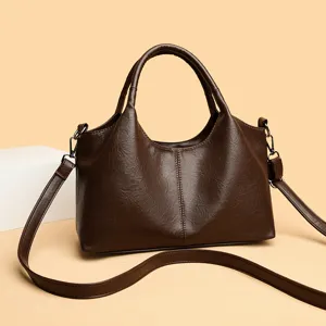 Borsa a Mano da Donna in Pelle di Moda Grande Capacità Cuciture Borsa a Tracolla Stile Pendolare Classico Tote Bag Quotidiana per Mamma