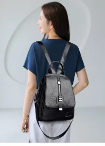 Vintage oil wax leather backpack for women, multi-functional casual anti-theft daily school bag.