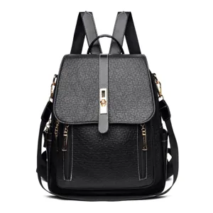 Schwarzer Anti-Diebstahl Rucksack für Damen, große Kapazität und vielseitige Schultasche.