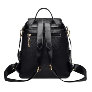 Schwarzer multifunktionaler Damen Rucksack großer Kapazität lässige Schultasche schwarz