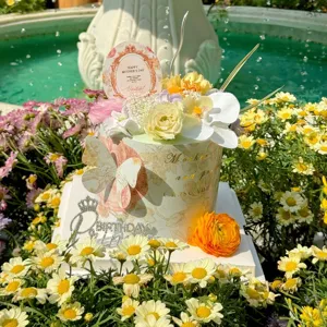 Monet garden Mother's Day cake topper set acrylic floral butterfly cake decoration kit