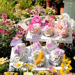 Monet garden Mother's Day acrylic cake topper floral cupcake decoration set for party
