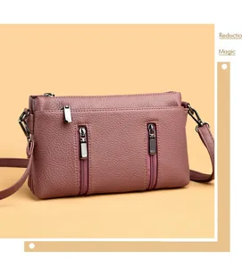 Stilvolle Leder-Textur Umschlag Umhängetasche und Handytasche mit praktischen Multi-Zip.