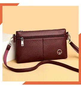 Borsa a tracolla in pelle bordeaux da donna borsa a mano minimalista per cellulare