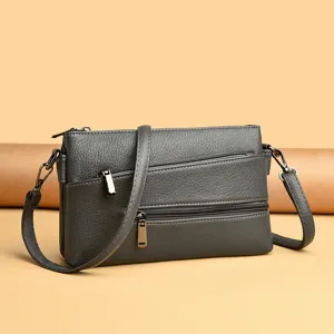 Borsa da Donna a Tracolla con Texture in Pelle Borsa Quadrata Piccola con Cerniere Multiple Borsa a Busta Semplice alla Moda per Cellulare