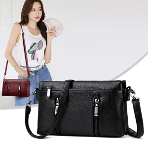 Stilvolle Umhängetasche aus Kunstleder für Damen, Reißverschluss Design Alltagshandtasche.