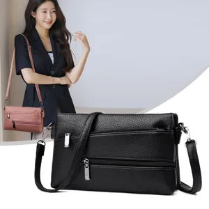 Elegante borsa a tracolla con texture in pelle per donne, piccola borsa quadrata.