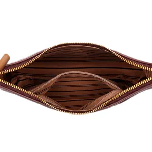 Élégante pochette zippée pour femme avec doublure rayée sac à main chic vue principale