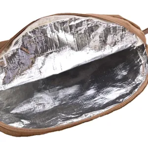 Draagbare thermische isolatie lunchtas met zilverfolie voering en duurzame ritssluiting.