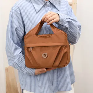 Lässige Oxford Plissierte Umhängetasche Mehrfachtaschen Damen Schultertasche Verstellbarer Riemen Urban Reise Tasche