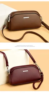 Stylish women's leather shoulder bag with zipper and metal decor for daily casual wear.