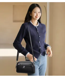 Elegant genuine leather crossbody shoulder bag for women, stylish daily accessories.
