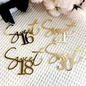 Gold acrylic birthday cake topper Sweet 16 18 21 30 party decoration supplies!