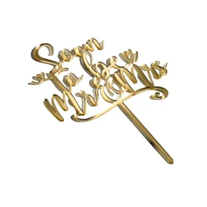 Gold acrylic Soon To Be Mrs cake topper for wedding engagement party decoration main view