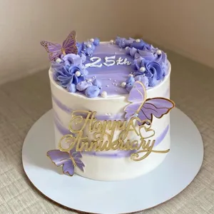 Happy Anniversary acrylic cake topper set 25th birthday party dessert table decoration