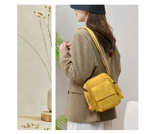 Multi-pocket waterproof nylon crossbody bag, casual shoulder bag for daily outdoor use.