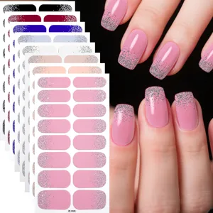 Adesivi per unghie con glitter sfumati smalto autoadesivo set per manicure donna