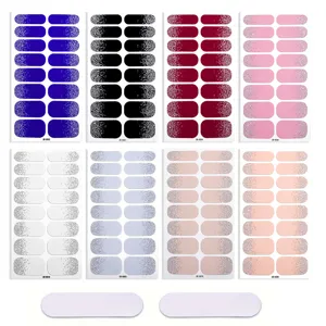 Set di adesivi per unghie glitterati sfumati, avvolgimenti per nail art adesivi fai da te.