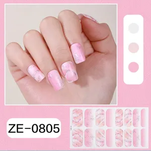 Pink gradient glitter nail wraps detail view showcasing elegant spring nail sticker designs.