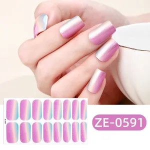 Verloop kattenoog nagelwraps prachtige roze blauwe shimmer nagelstickers voor vrouwen