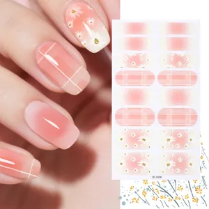 Gradient Butterfly Glitter Gel Nail Wraps Full Cover Adhesive Nail Art Stickers Strips