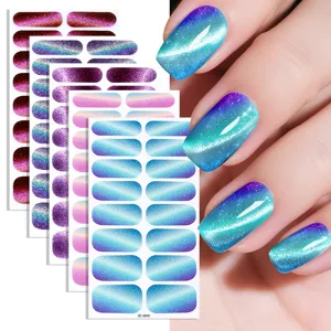 Kattenoog gel nagellak wraps sprankelende verloop nail art stickers voor vrouwen.