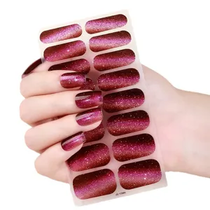 Kattenoog verloop glitter nagellak stickers sprankelende roze bourgogne manicure wraps