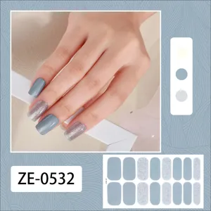 Wraps de vernis à ongles uni et pailleté minimaliste, kit de 16 pcs, autocollant manucure.