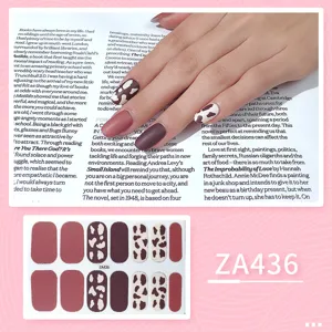Brown cow print nail stickers set, elegant short nail wraps for stylish daily manicure art.