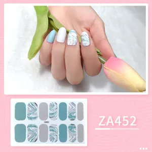 Nail art stickers featuring trendy marble and solid color designs for elegant manicures.