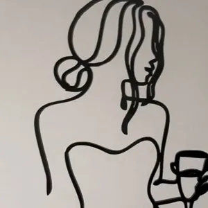 Decorazione per Torte in Acrilico Moderno Minimalista Silhouette Femminile Linea Arte Ornamento per Compleanno Matrimonio Festa
