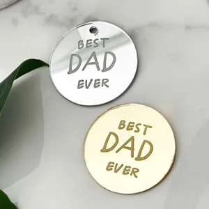 Acrylic Best Dad Ever cake topper mirror finish Father's Day cupcake decoration.